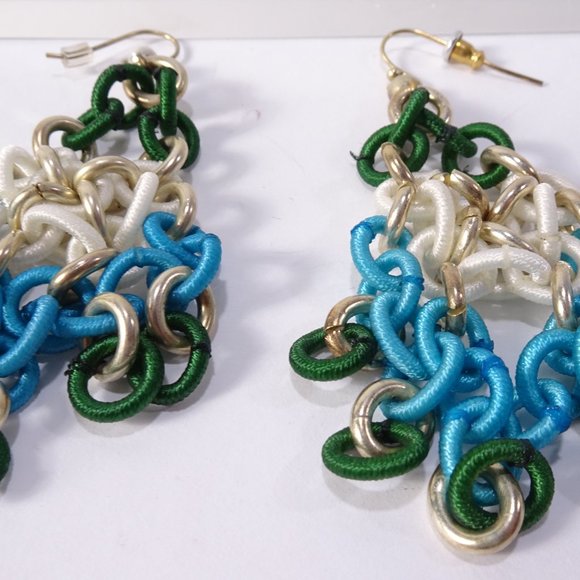 Lee Angel Neiman Marcus mesh Link Chandelier color block French Hook NWT 150 dus - Picture 4 of 15